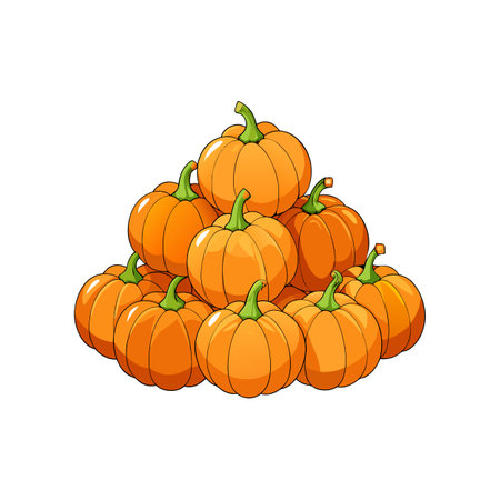 Pile of Pumpkins Cartoon Illustration on White Backgroundのイラスト素材