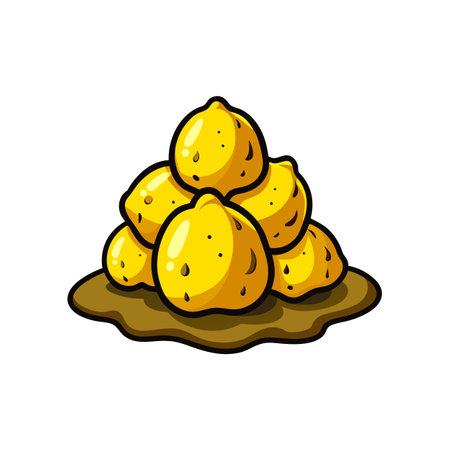 Pile of Cartoon Lemons on Brown Patch Illustrationのイラスト素材