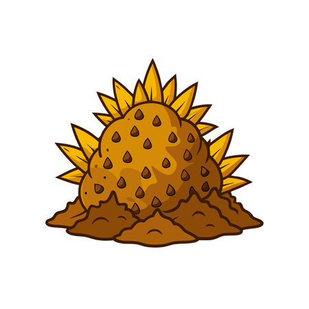 Cartoon depiction of a spiky, sandy brown plantのイラスト素材