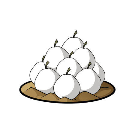 Pile of Cartoon White Guava Fruits on Trayのイラスト素材