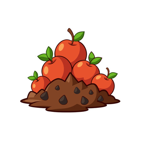 Cartoon Apples Stacked on Chocolate Chip Cookie Doughのイラスト素材