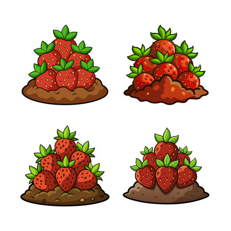 Cartoon Strawberries Isolated on White Backgroundのイラスト素材
