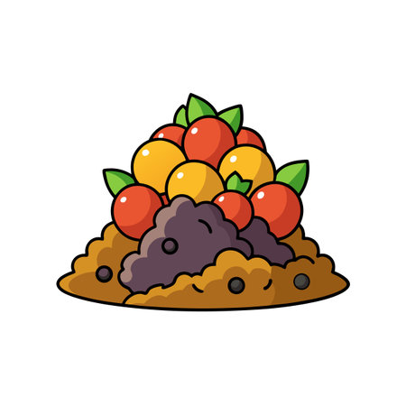Colorful Fruit and Ground Cartoon Vector Illustration Graphicのイラスト素材