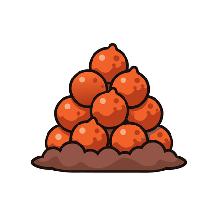 Illustration of stacked cannonballs in a cartoon styleのイラスト素材