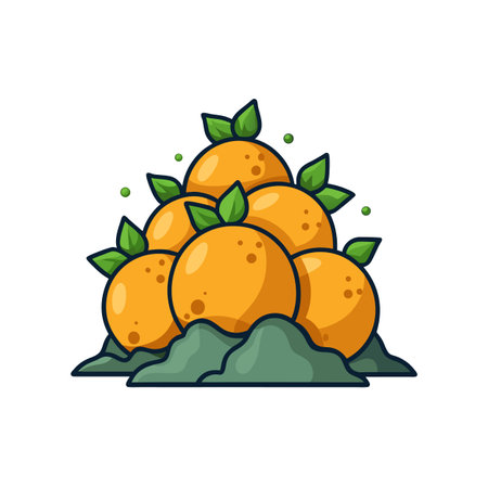 Pile of Cartoon Oranges Vector Graphic Illustrationのイラスト素材