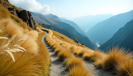 Winding road in the Cordillera Huayhuash, Peru
