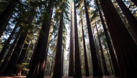 Redwood Forest in California, United States. Tallest trees in the world.の写真素材