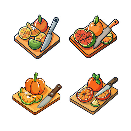 Citrus Fruits on Cutting Board Still Life Illustrationのイラスト素材