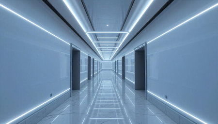 futuristic corridor in a modern office building. 3d rendering