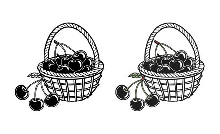 Cherries in a basket: Graphic illustration for designsのイラスト素材