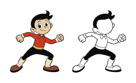 Cartoon Boy Ready to Run in Action Poseのイラスト素材
