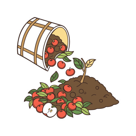 Harvesting Apples and Planting a New Sapling for Futureのイラスト素材