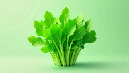 Fresh green bok choy against a matching light backgroundの写真素材