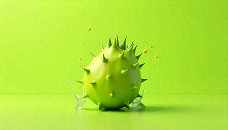 3D rendering of a green object on a light green background.の写真素材