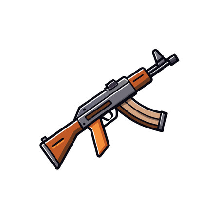 Stylized AK-47 rifle illustration with a bold outlined designのイラスト素材