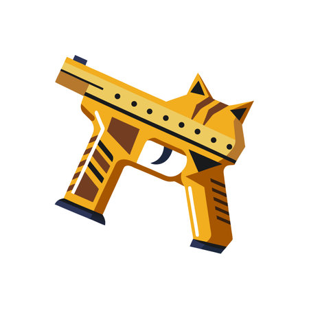 Stylized golden gun with angular features and bold designのイラスト素材