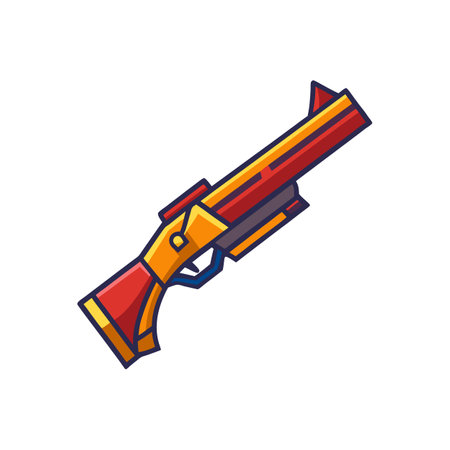 Stylized cartoon shotgun illustration with bold lines and colorsのイラスト素材