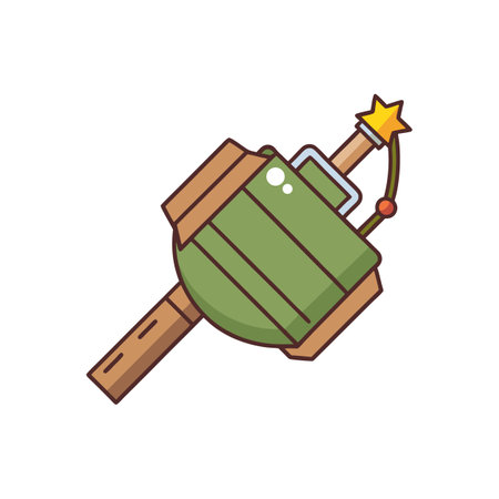 Cartoon Grenade with a Star Fuse on White Backdropのイラスト素材