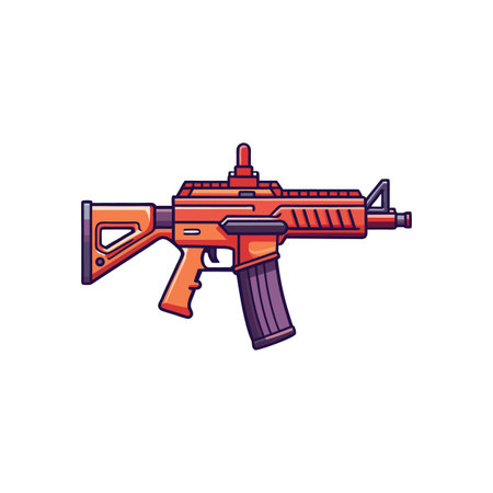 Orange cartoon weapon icon with magazine clip detail