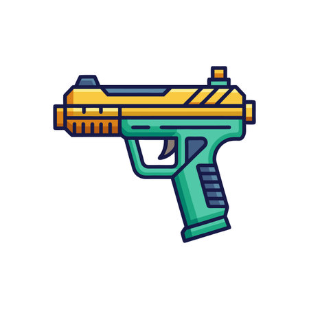 Cartoon Futuristic Toy Gun Illustration with Outlineのイラスト素材