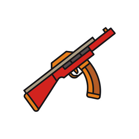 Flat vector illustration of an automatic rifle weaponのイラスト素材
