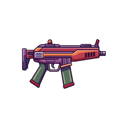 Cartoon submachine gun isolated on a white backgroundのイラスト素材