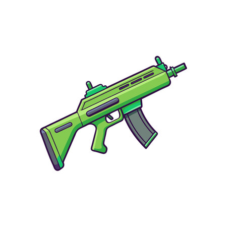 Stylized green toy machine gun with gray accentsのイラスト素材