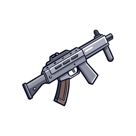 Cartoon submachine gun weapon illustration on a white backgroundのイラスト素材