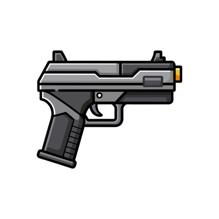 Modern cartoon grey and black handgun pistol illustrationのイラスト素材