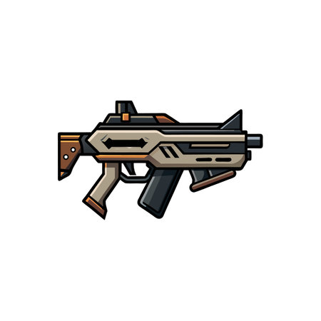 Stylized Cartoon Submachine Gun Illustration on White Background