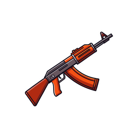 Cartoon-style rifle vector illustration on white background for stock