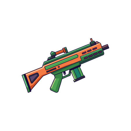 Stylized Vector Illustration of Green and Orange Toy Gunのイラスト素材