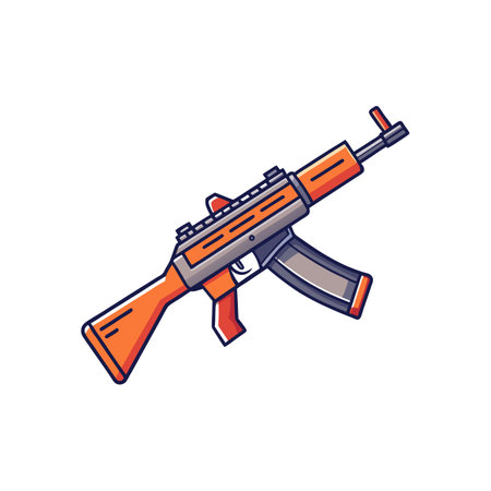 Cartoon style assault rifle illustration isolated on white backgroundのイラスト素材
