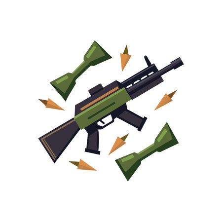 Flat vector illustration of military weapon with carrot ammunitionのイラスト素材