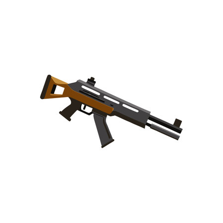 Flat vector illustration of an assault rifle in perspectiveのイラスト素材