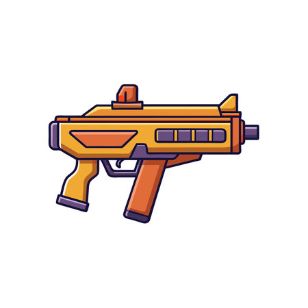 Stylized vector illustration of an orange submachine gun weapon