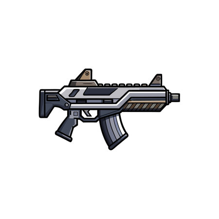 Cartoon style futuristic assault rifle on white background imageのイラスト素材