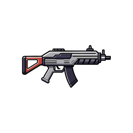 Stylized Submachine Gun Illustration on White Background Conceptのイラスト素材