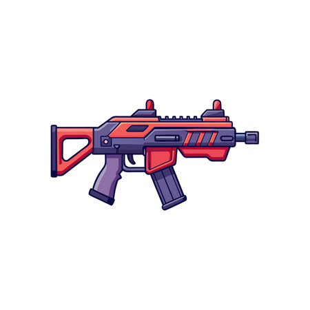 Futuristic firearm illustration with flat design on white backgroundのイラスト素材