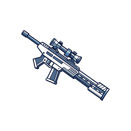 Cartoon rifle with sight in blue and white colorのイラスト素材