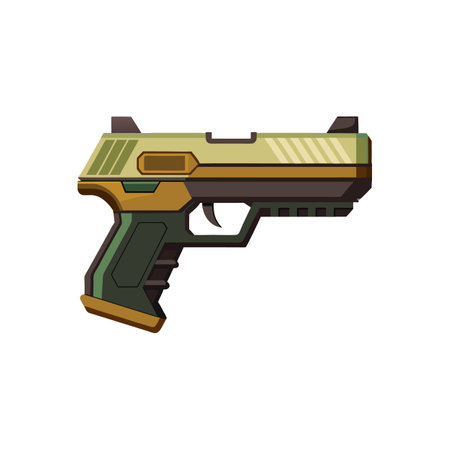 Stylized vector handgun with earthy tones on a white backgroundのイラスト素材