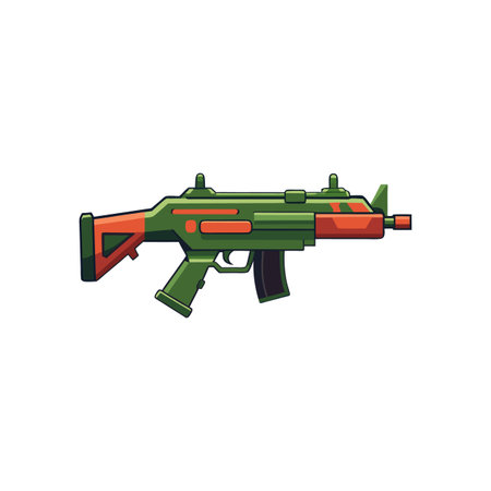 Green and red cartoon weapon in flat design style