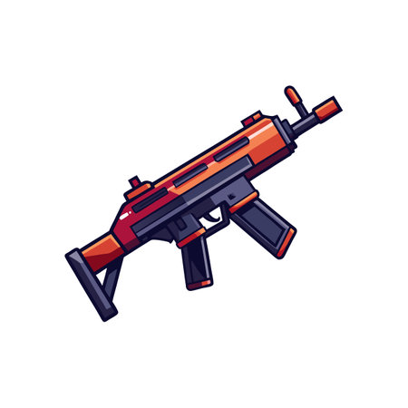 Cartoon style rifle illustration with red and black design