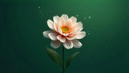 Elegant white and peach flower blossom against dark backdropの写真素材