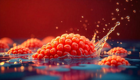 Droplets in splashing water surface close-up view