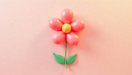 Whimsical balloon flower on pastel background evokes springtime joy
