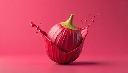 Abstract fruit splash in vibrant red color palette studio