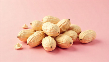 Pile of exotic fruits on a pastel pink background