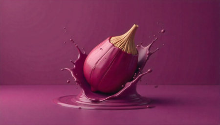 Abstract shape splashing in vibrant maroon colored liquidの写真素材