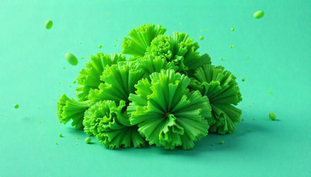 Abstract green foliage on monochrome background. Summer artistic concept.